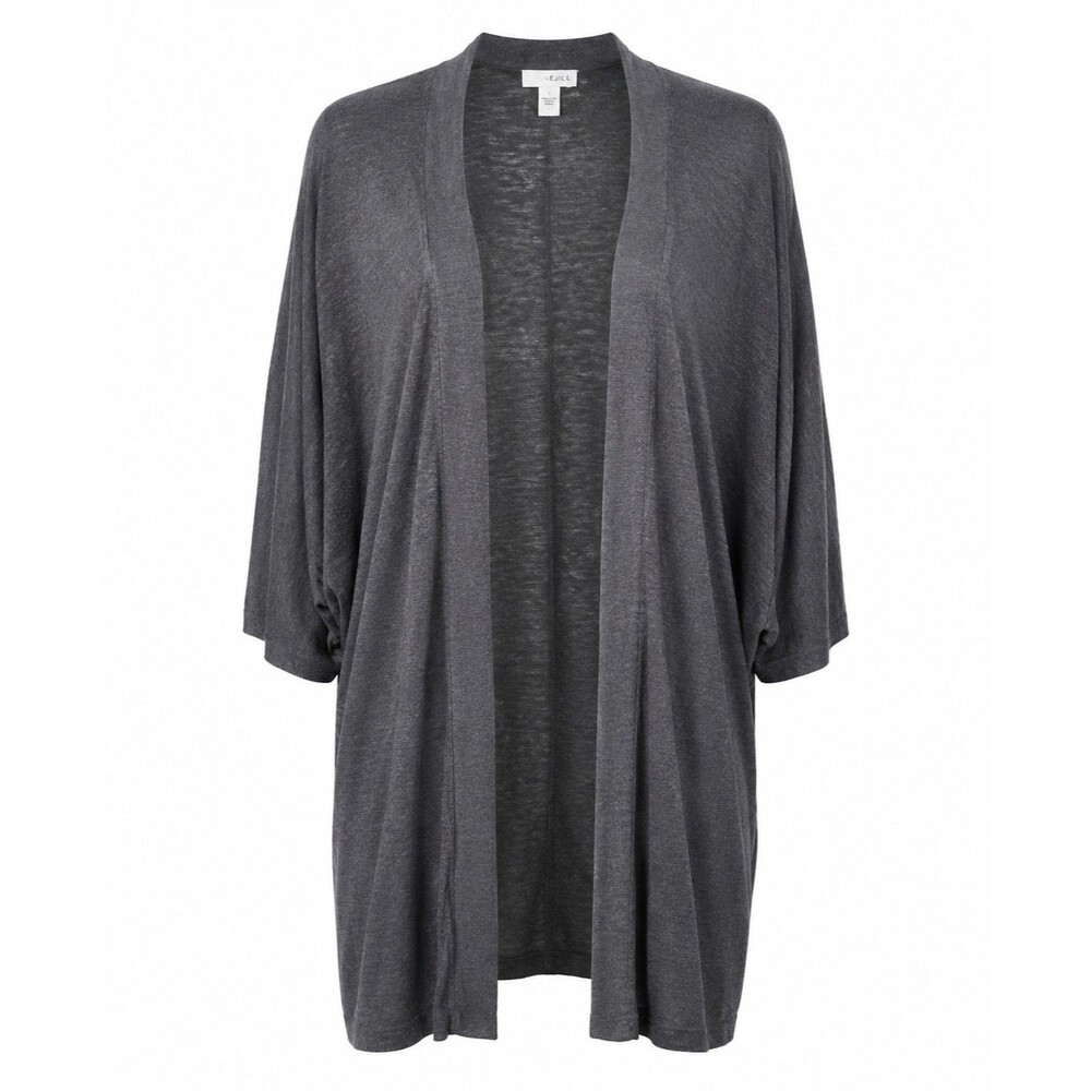 Gray Linen Blend Open Front Cardigan Topper PureJill by J. Jill Tunic Size L